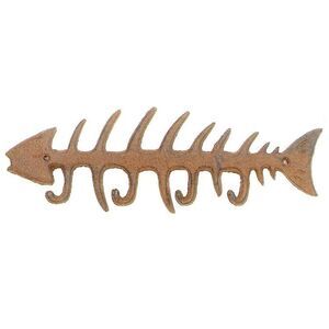 Antique Reproduction Cast Iron Fish Bones Wall Hook Peg